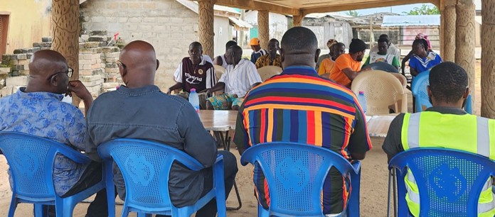 Community durbar with residents and Menxons representatives in the Jomoro District