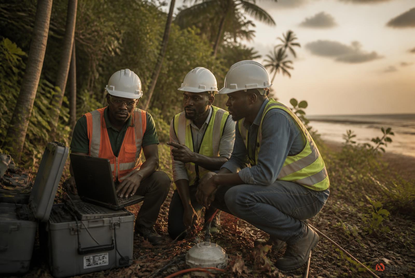 Menxons technical team conducting petroleum data acquisition in coastal Liberia