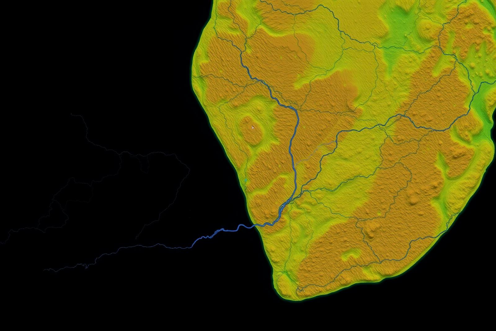 Satellite remote sensing terrain imagery of a West African basin